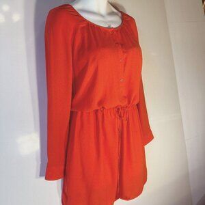 Gap SZ XL Red Orange Peasant Dress Career Preppy Classic Wardrobe Staple Casual